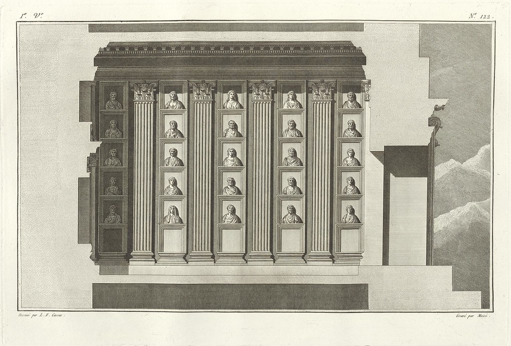 Tower tomb, cross section showing portrait busts